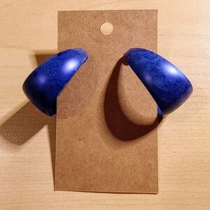 Vintage 80s 90s Purple Indigo Tear Drop Hoop Earrings Pierced